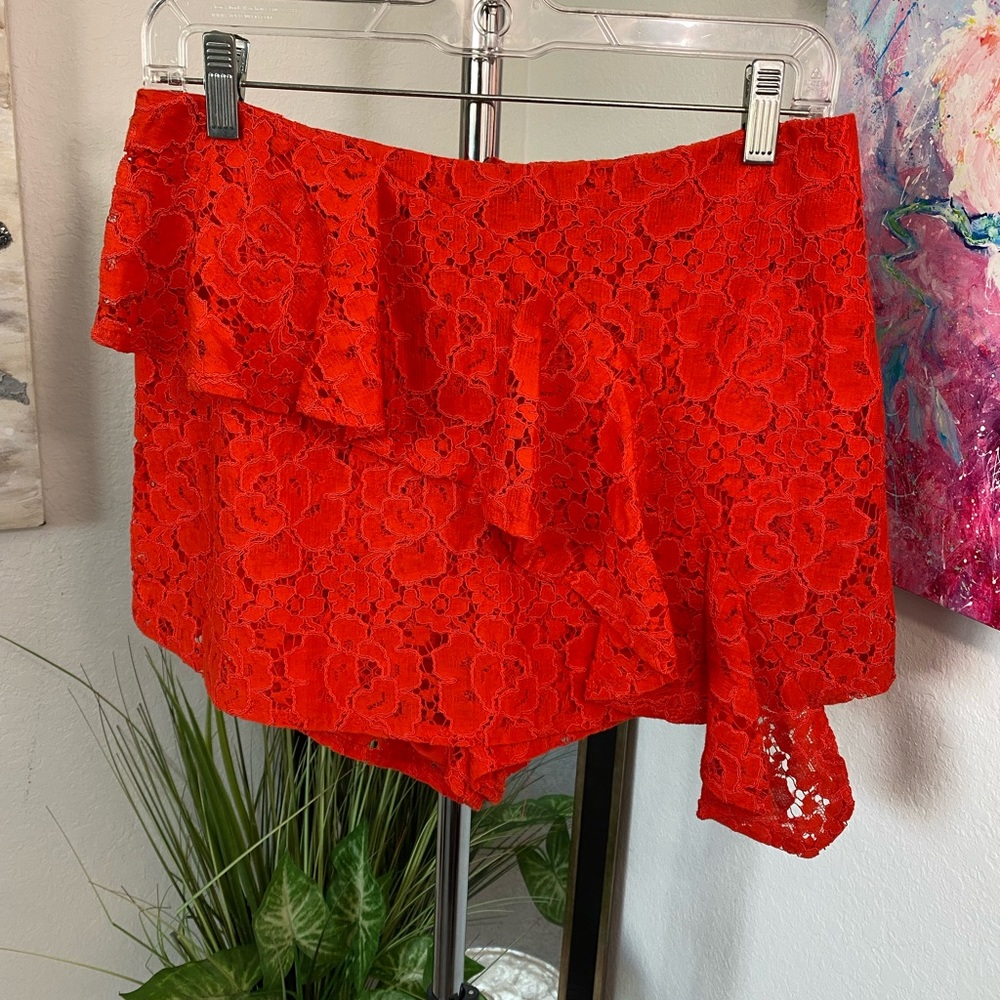 River Island Red Lace Skort Size 12